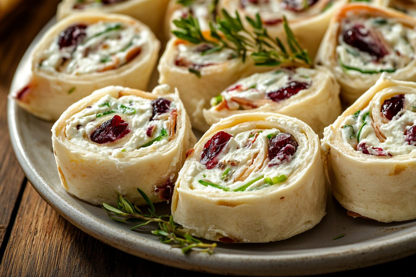 Cranberry Feta Pinwheels with Cream Cheese