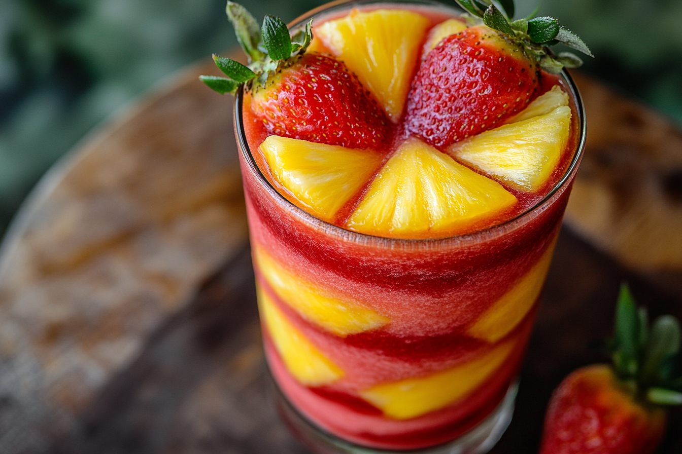 Pineapple Strawberry Swirled Slushies