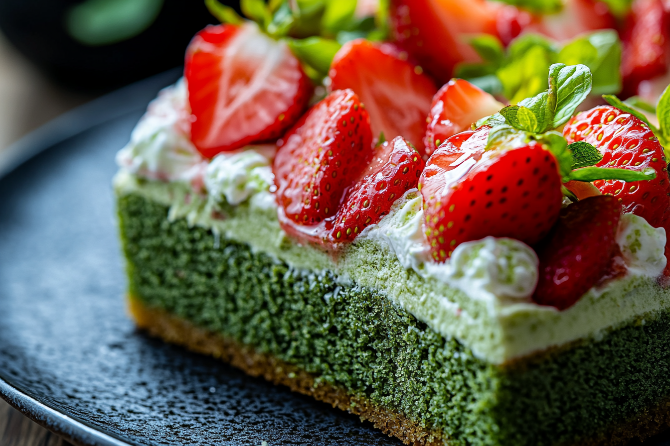 Strawberry Matcha Tres Leches Cake