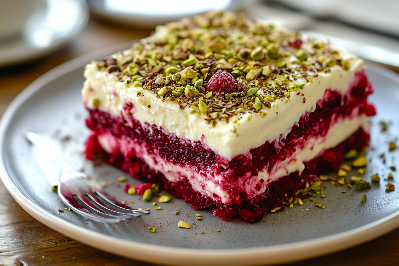 White Chocolate, Raspberry & Pistachio Tiramisu