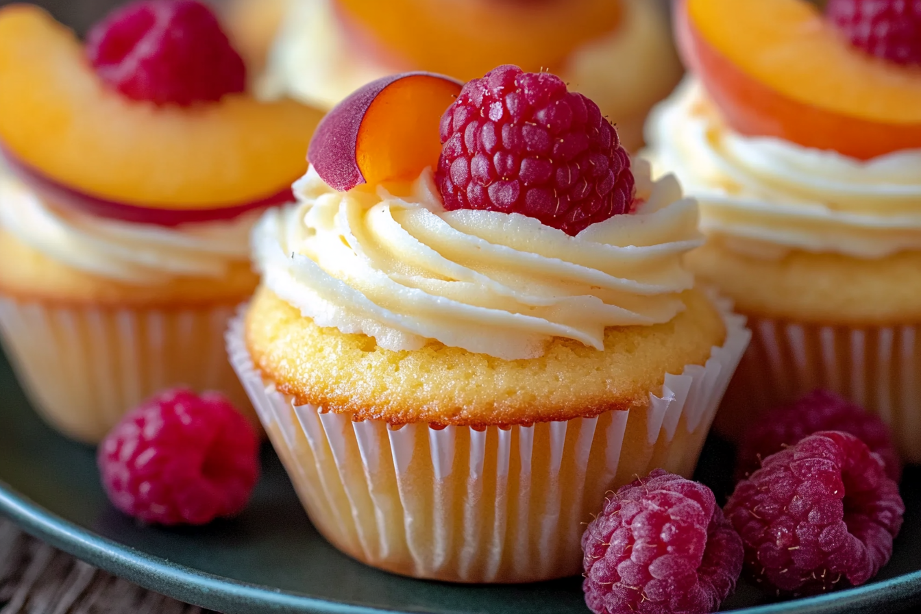 Peach Raspberry Heaven Cupcakes