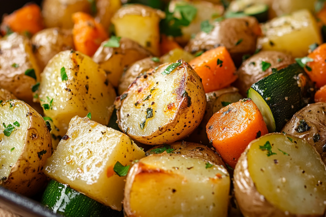 Garlic Herb Roasted Potatoes, Carrots & Zucchini
