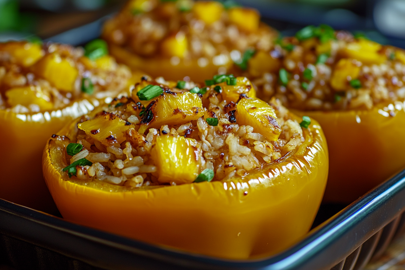 Teriyaki Pineapple Chicken & Rice Stuffed Peppers