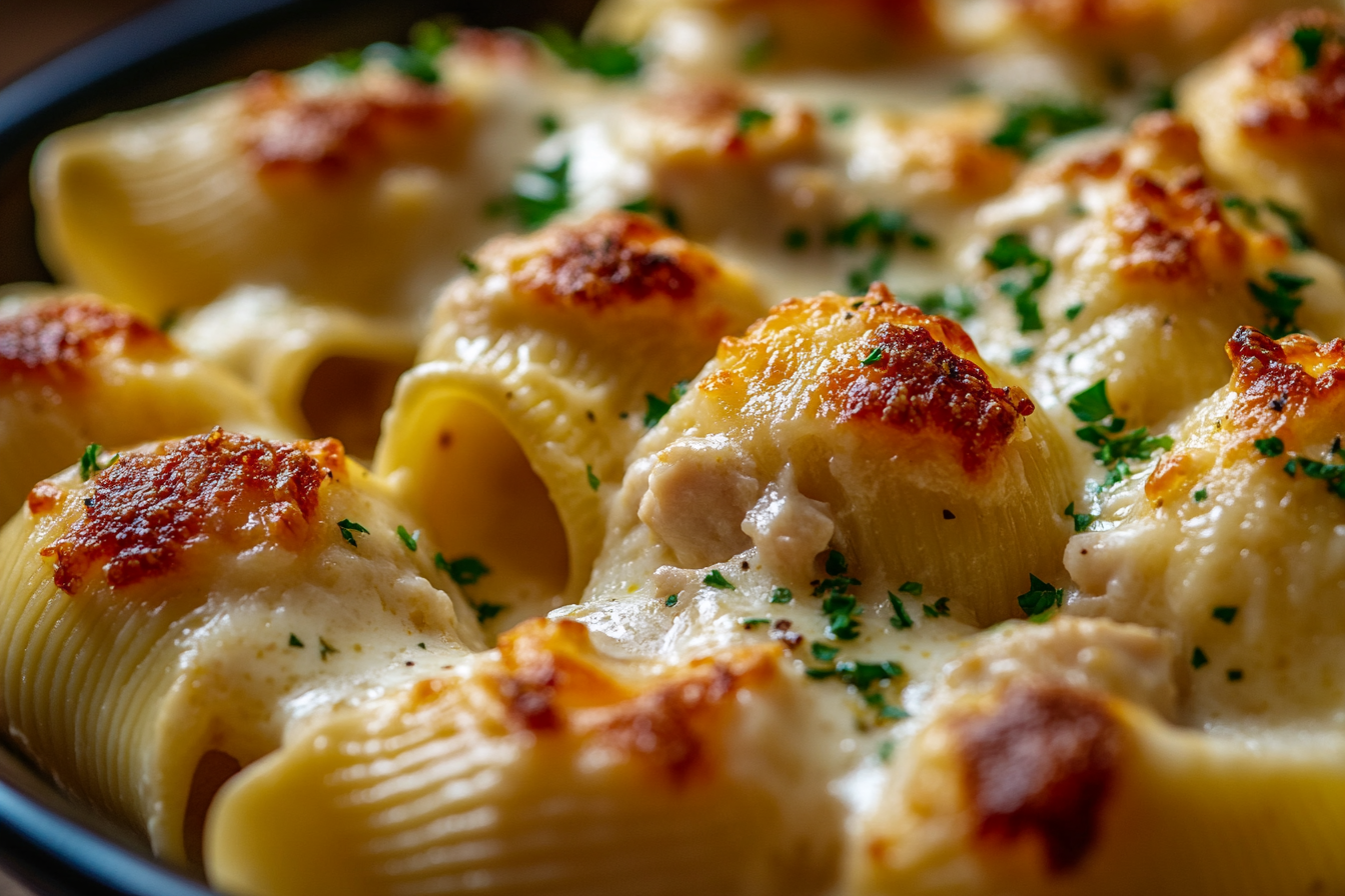 Garlic Butter Chicken Alfredo Stuffed Shells