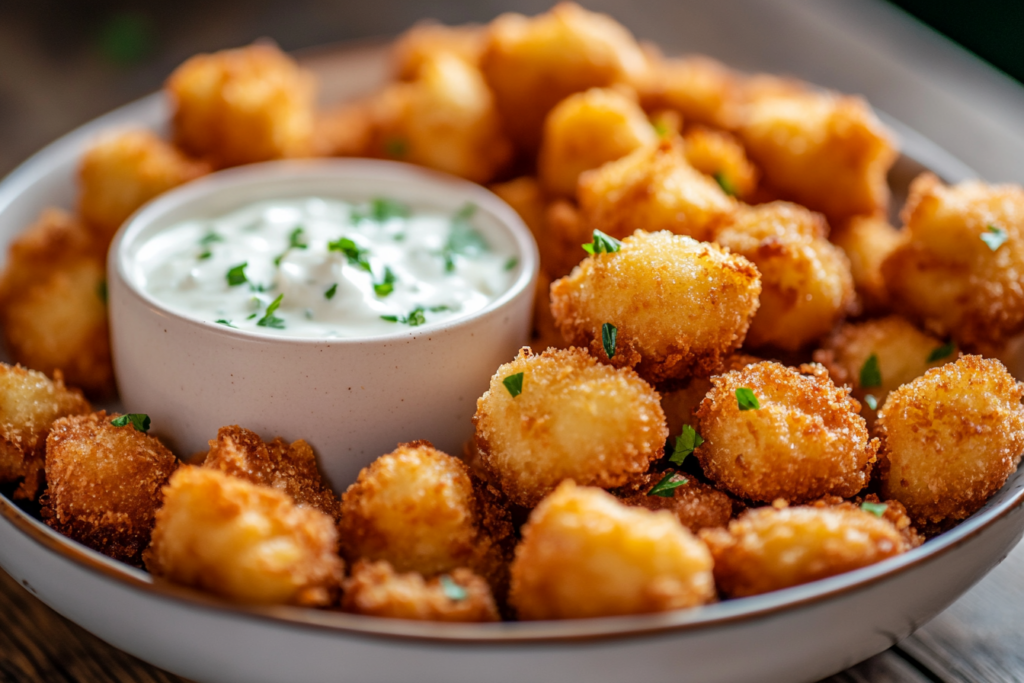 Home » Blog » Dinner » Crispy Fried Mushrooms with Cool Ranch Dip