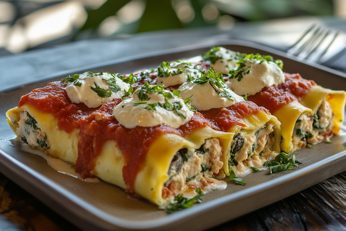 Mushroom & Spinach Lasagna Rolls