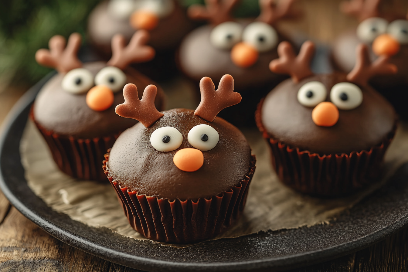 Reindeer Face Carrot Cupcakes