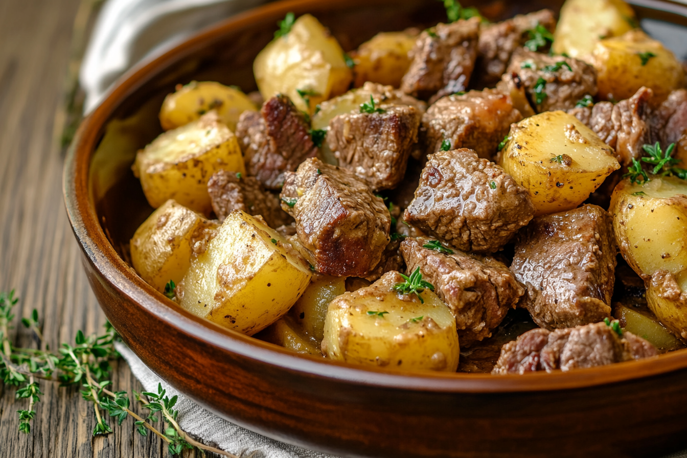 Crockpot Loaded Steak and Potato Bake