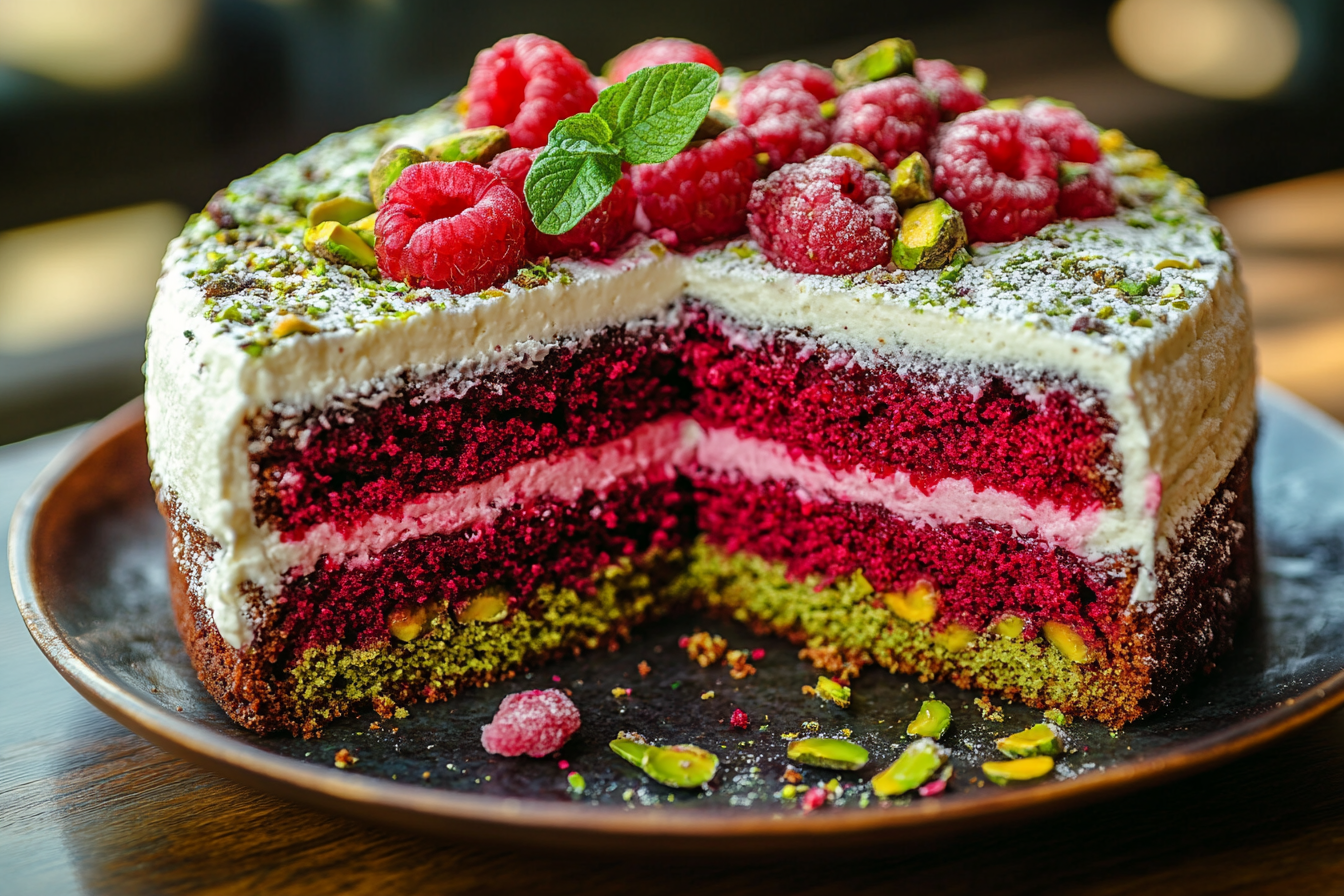 Raspberry Delight Pistachio Cake Extravaganza