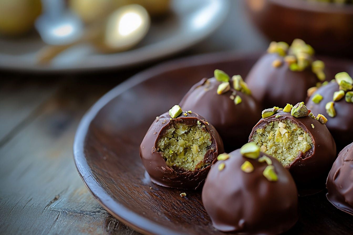 Dubai Chocolate Balls with Pistachio Kunefe Filling