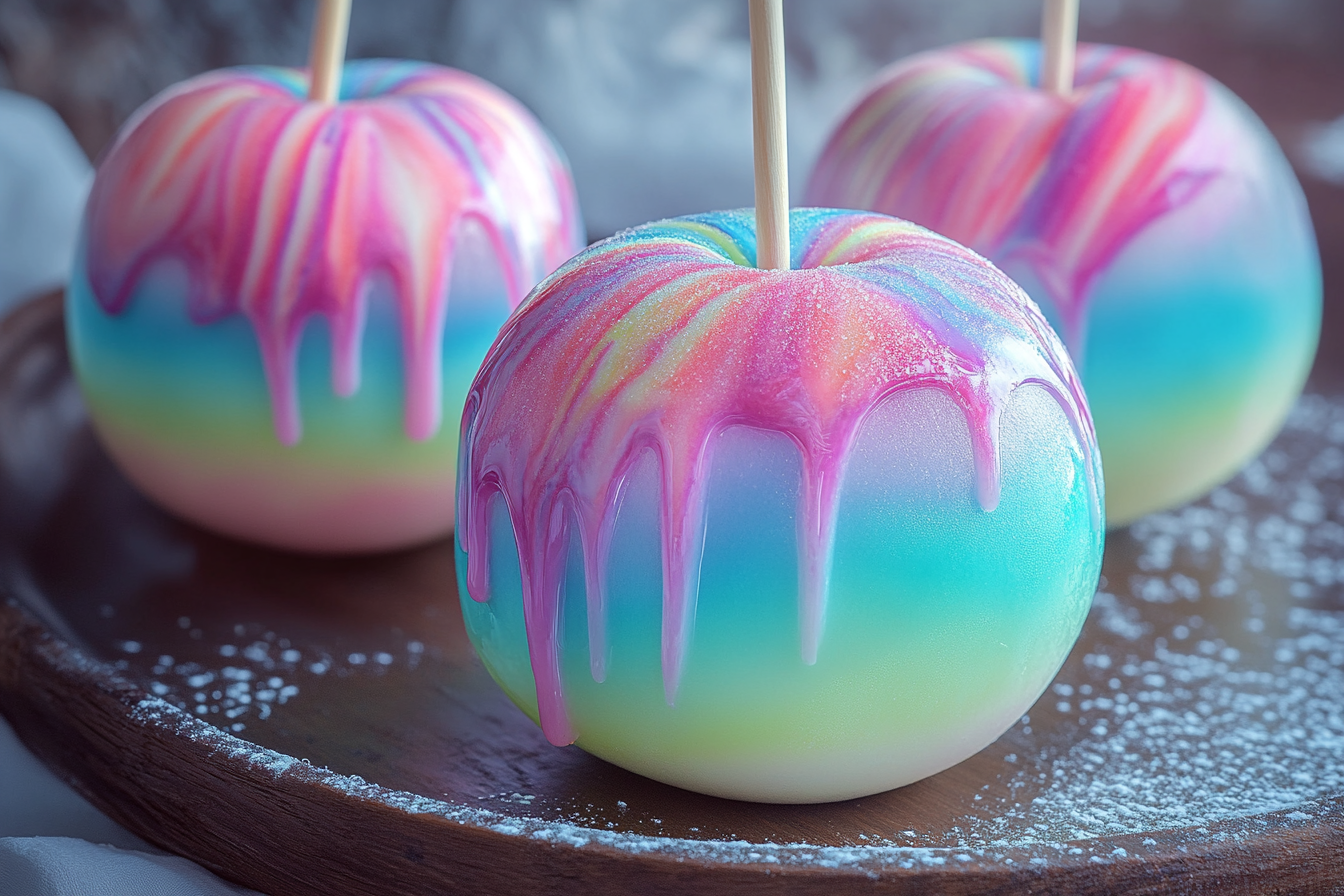 Cotton Candy Swirl Candy Apples