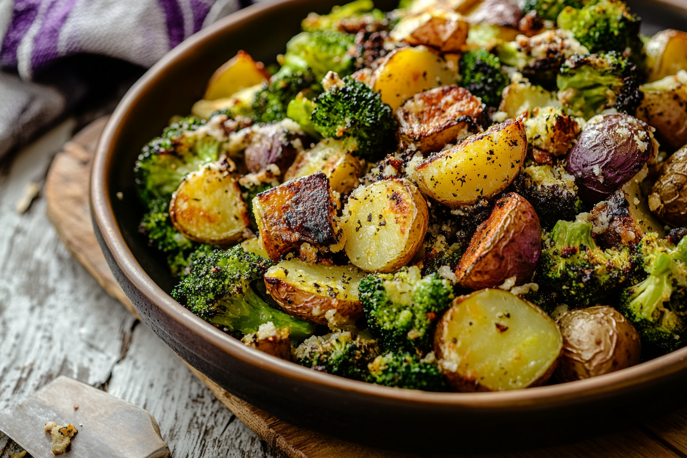 Roasted Parmesan Potatoes & Broccoli