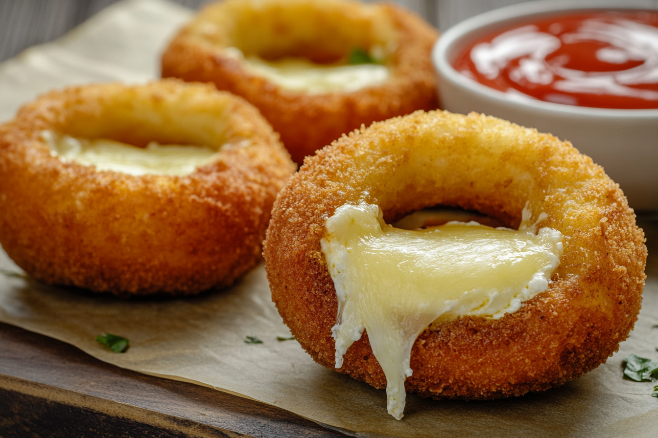 Cheesy Stuffed Mozzarella Onion Rings