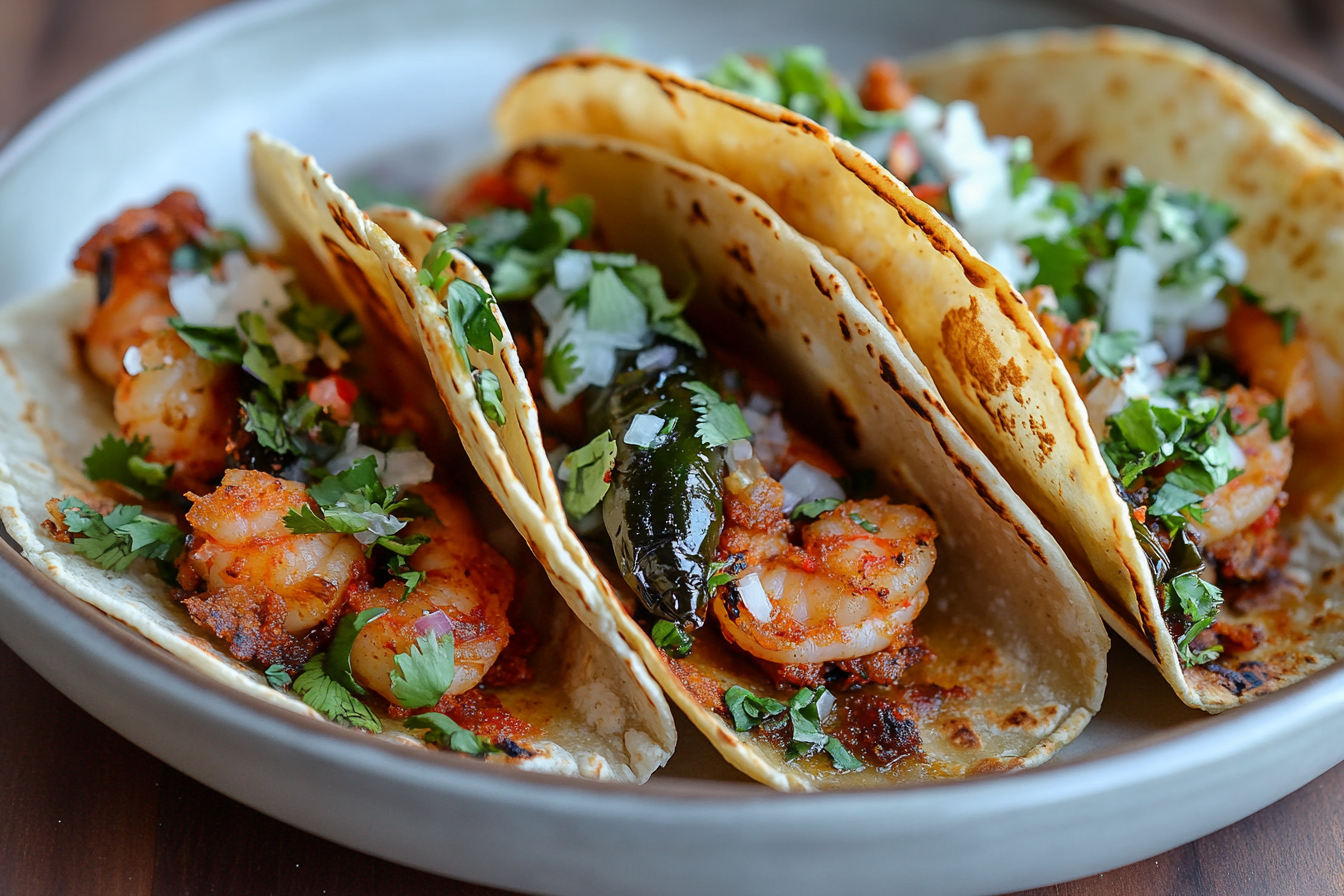 Crispy Shrimp & Poblano Tacos