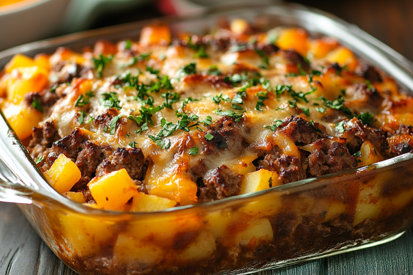Cowboy Meatloaf & Potato Casserole