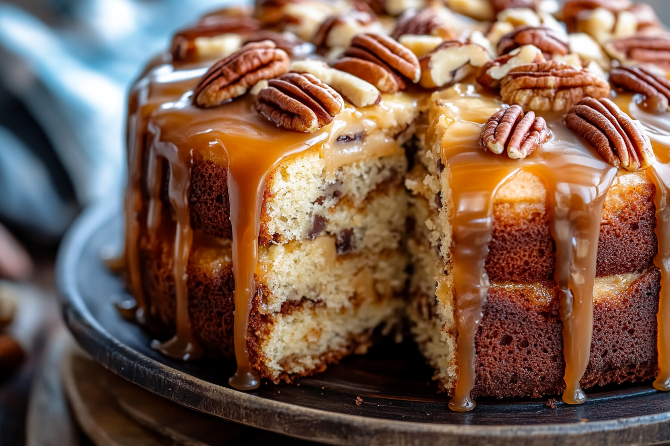 Caramel Banana Pecan Cake
