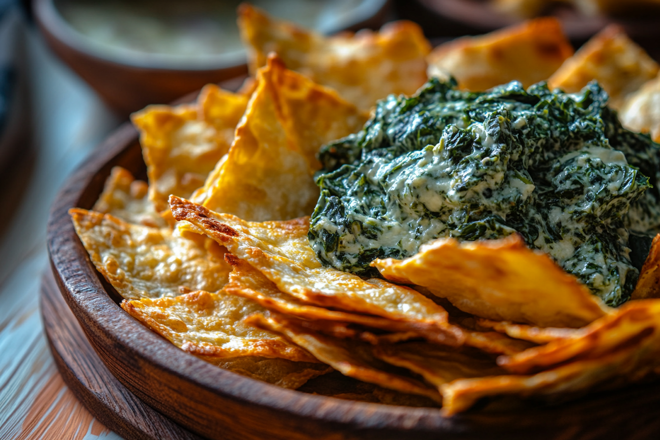 Spinach Dip Cheese Crisps