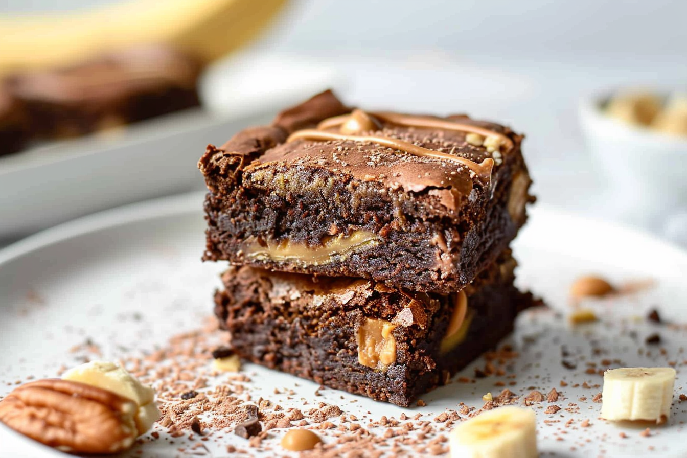 Healthy Banana Peanut Butter Brownies