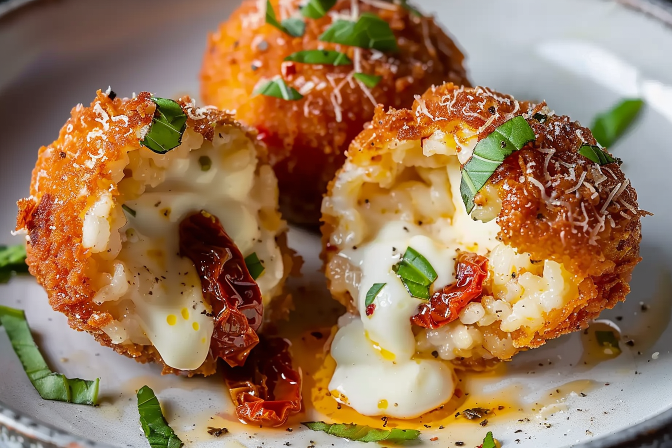 Sun-Dried Tomato Mozzarella Stuffed Arancini
