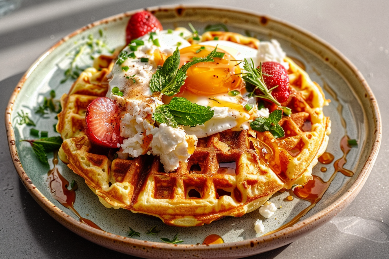 Egg Waffles with Goat Cheese