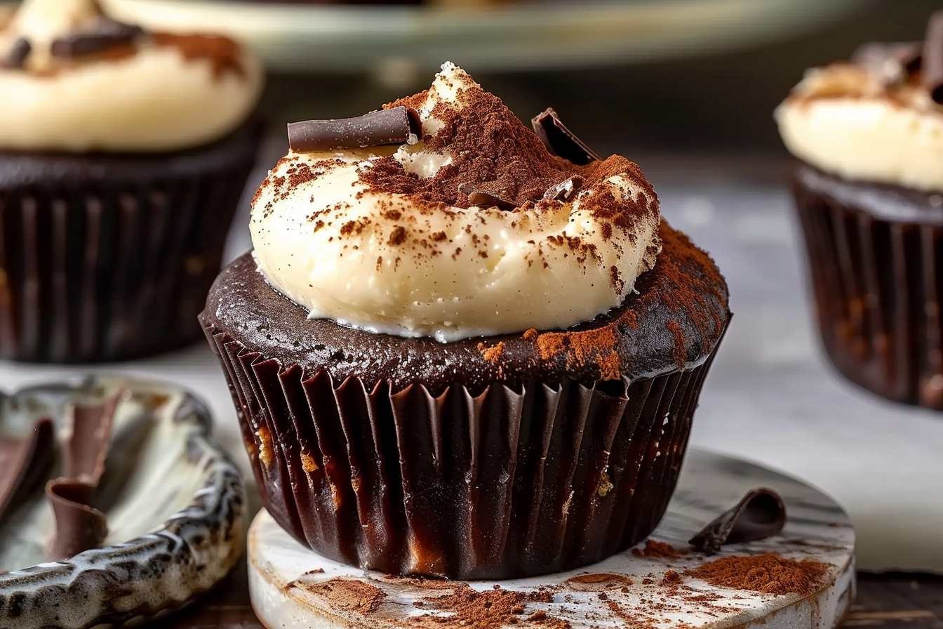Cheesecake Stuffed Chocolate Cupcakes