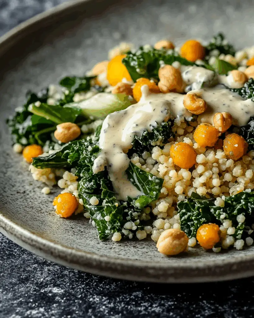 Kale and Couscous Salad with Creamy Cashew Dressing 4 Kale and Couscous Salad with Creamy Cashew Dressing