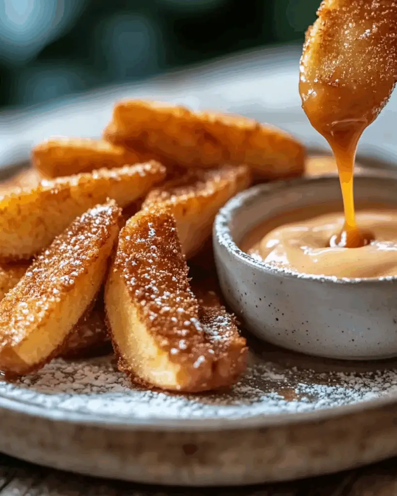 Air Fried Apple Wedges with Caramel Whipped Cream Dipping Sauce 4 Air Fried Apple Wedges with Caramel Whipped Cream Dipping Sauce