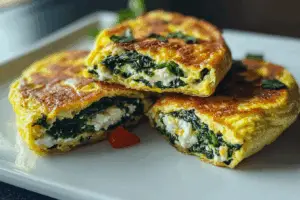 Easy Spinach Feta Baked Omelets