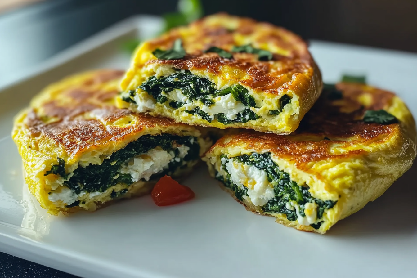 Easy Spinach Feta Baked Omelets