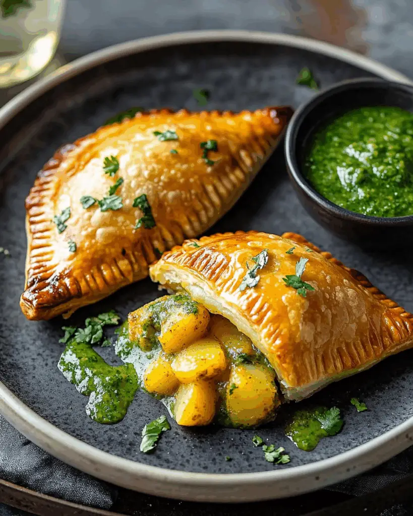 Curried Potato Pasties with Quick Coriander Chutney 4 Curried Potato Pasties with Quick Coriander Chutney