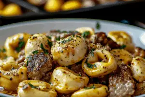 Beefy Tortellini Pasta Bake