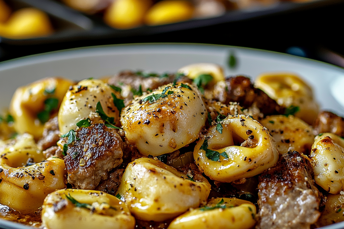Beefy Tortellini Pasta Bake
