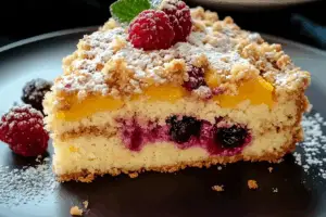 Buttermilk Mango-Berry Crumb Cake