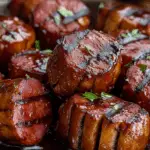 Maple BBQ Hasselback Kielbasa Bites 5 Maple BBQ Hasselback Kielbasa Bites