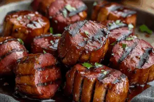 Maple BBQ Hasselback Kielbasa Bites