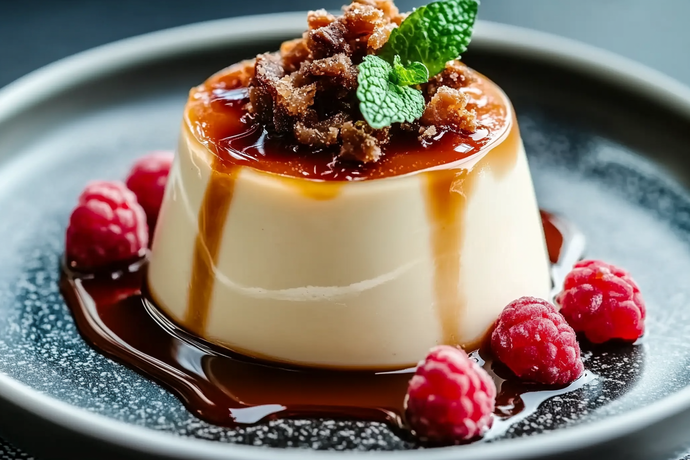 Salted Caramel Panna Cotta with Praline
