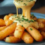 Crispy Veggie Potato Sticks with Cheese Sauce