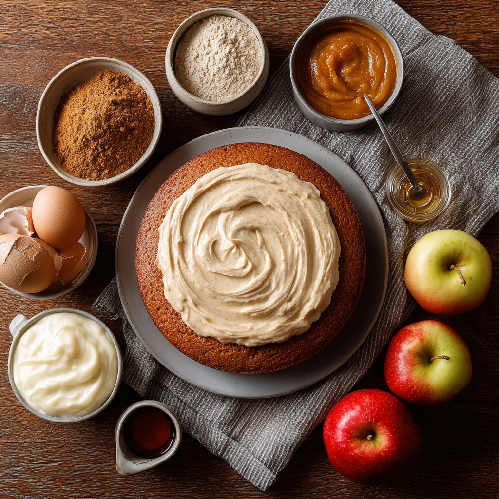 Applesauce cake with cinnamon cream cheese frosting