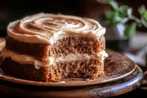 Applesauce cake with cinnamon cream cheese frosting