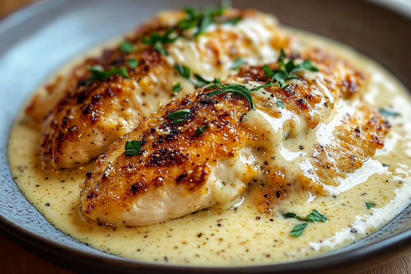 Baked Caesar Chicken in Parmesan Cream