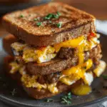 Breakfast Grilled Cheese with Eggs & Sausage 5 Breakfast Grilled Cheese with Eggs & sausage