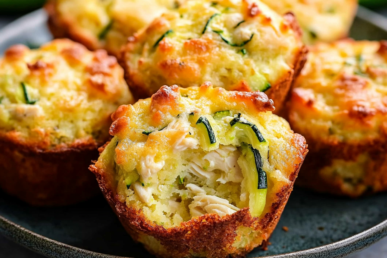 Chicken Cheese & Zucchini Muffins