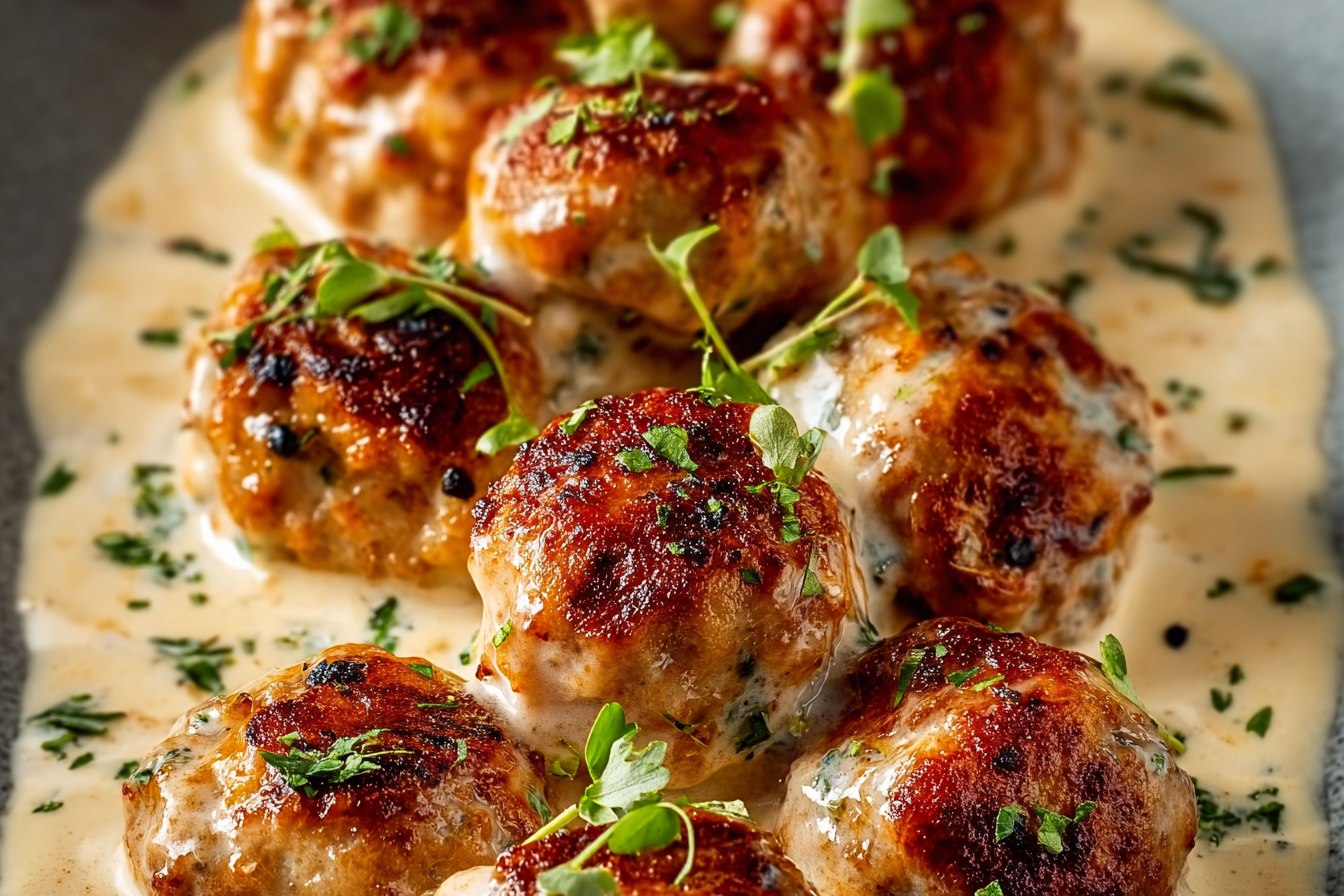 Chicken Meatballs with Creamy Ranch Sauce
