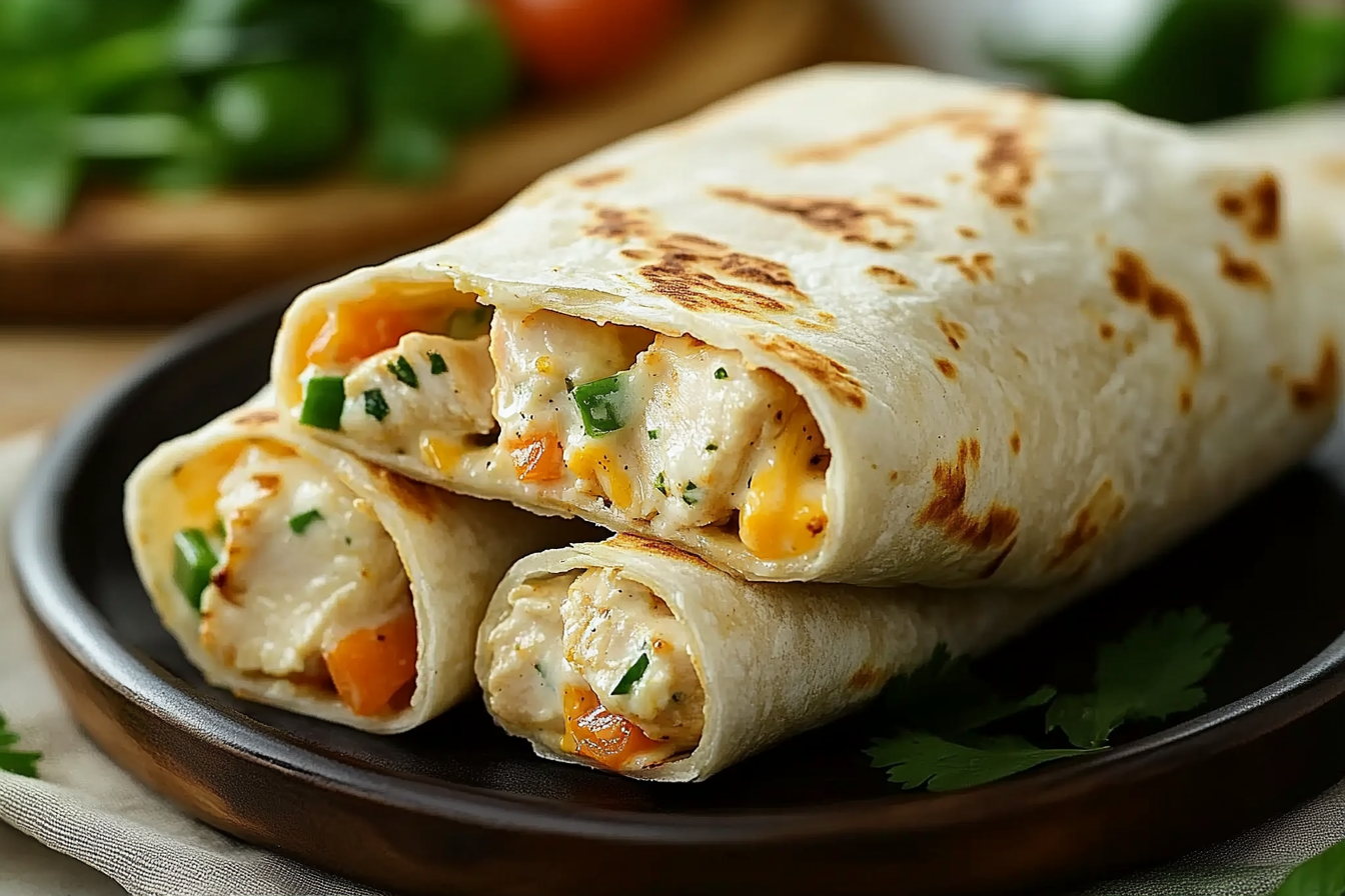 Easy Cheesy Garlic Chicken Wraps