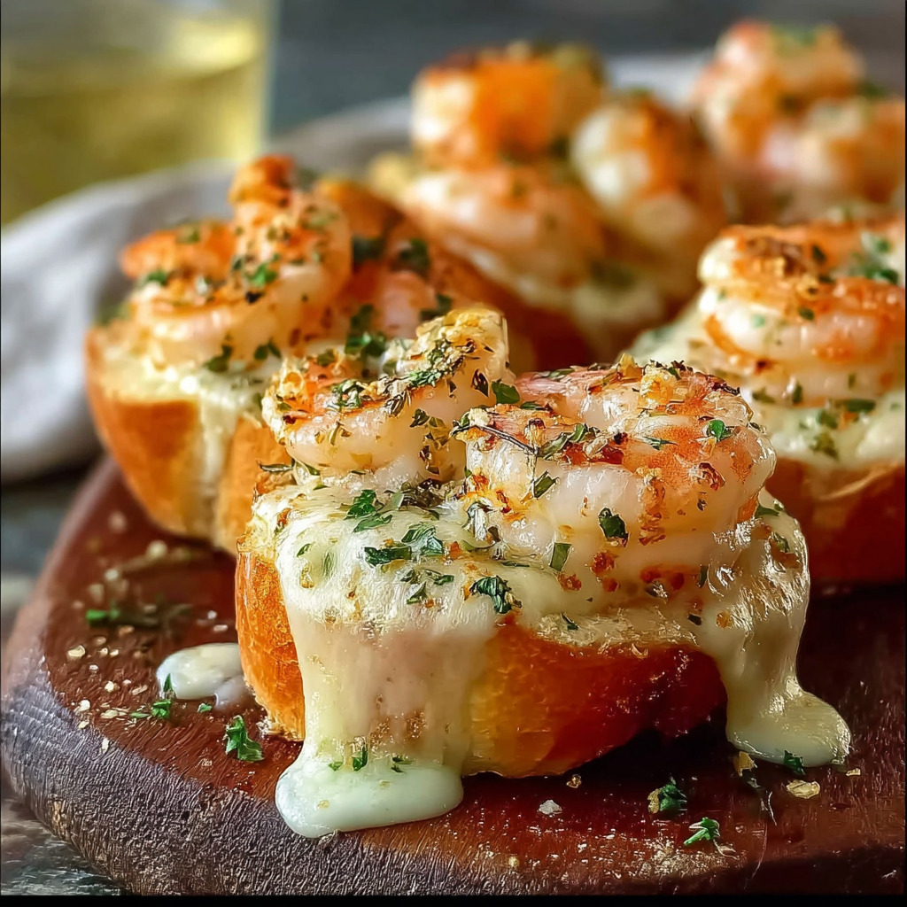 Party platter of shrimp garlic bread bombs