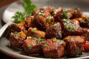 Garlicky Honey-Glazed Beef Cubes