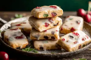 Glazed Fruitcake Shortbread Cookies
