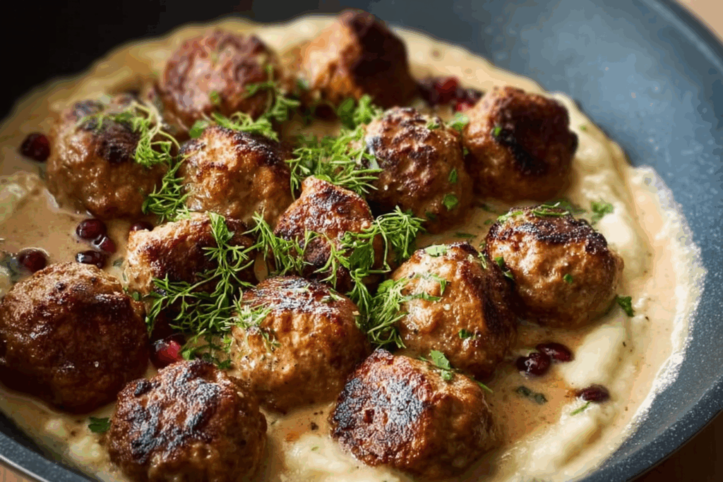 Golden Swedish Meatballs with Creamy Gravy