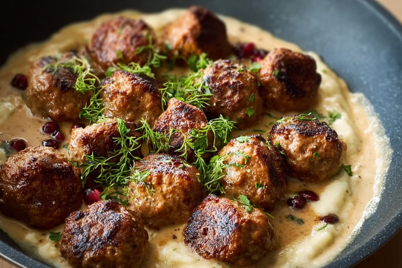 Golden Swedish Meatballs with Creamy Gravy