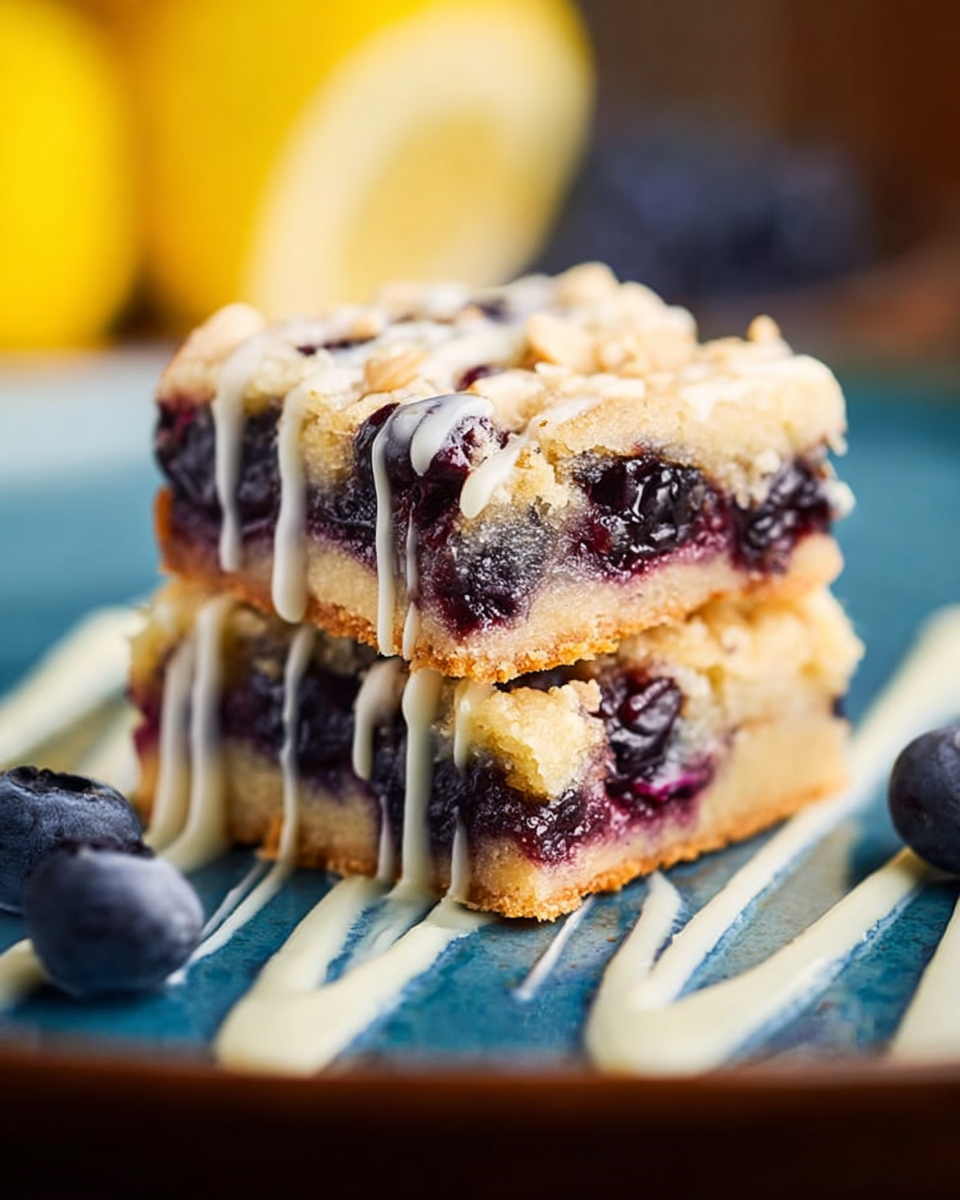 Luscious Blueberry Lemon Cookie Bars with White Chocolate Drizzle